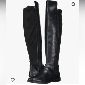 Tall black Cole Haan leather and suede boots with side zipper